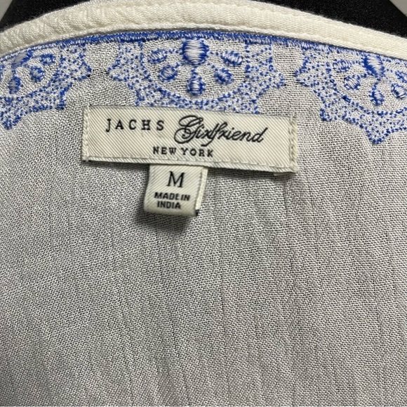 Jachs Girlfriend Embroidered Blue and White Women's Top MEDIUM - Picture 7 of 7